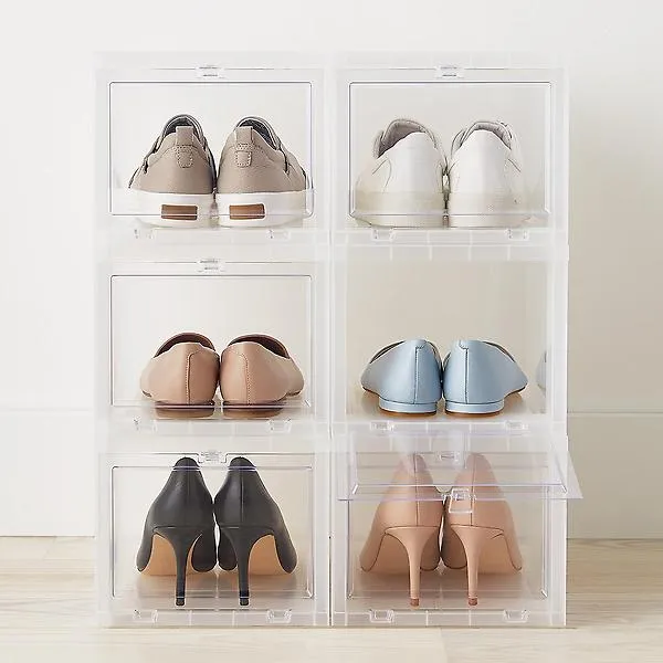 Best Value Case of 6 Small Drop-Front Shoe Box Translucent