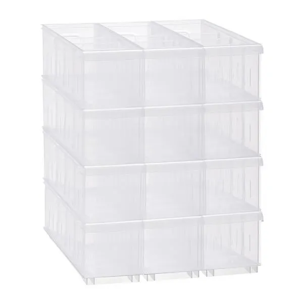 Case of 12 Long STAK Bin w/ Wheels Clear