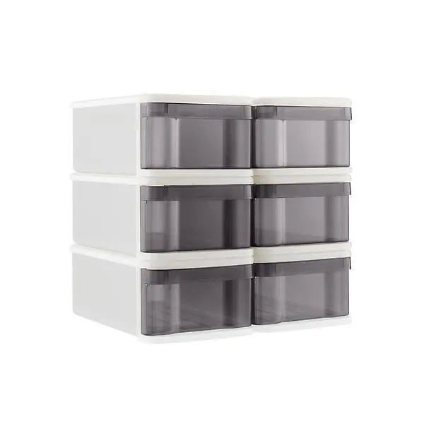 Case of 6 Small Tint Stacking Drawers Grey