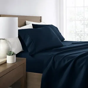 Queen 4-Pc. Microfiber Solid Sheet Set Navy