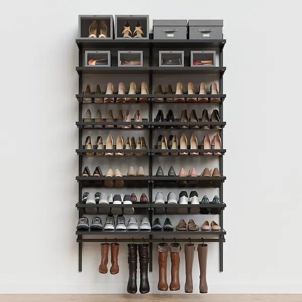 Décor+ by Elfa 4' Shoe Wall Matte Grey & Grey