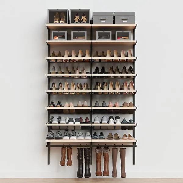 Décor+ by Elfa 4' Shoe Wall Mt Grey & Nat Birch