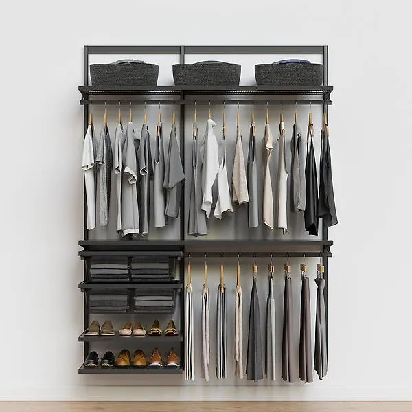 Décor+ by Elfa 5' Closet w/ Mesh Drawers Grey & Matte Grey