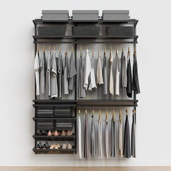 Décor+ by Elfa 5' Closet w/ Mesh Drawers Matte Grey & Grey