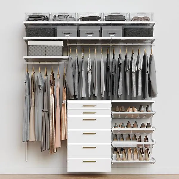 Décor+ by Elfa 6' Reach-In Closet w/ Solid Drawers White