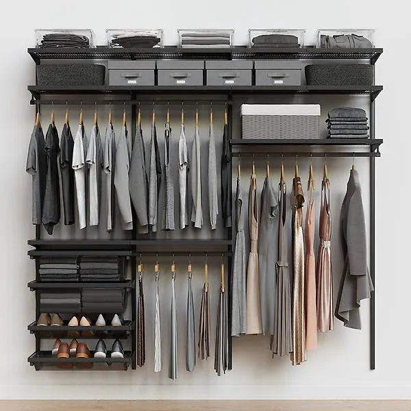 Décor+ by Elfa 7' Closet w/ Mesh Drawers Matte Grey & Grey