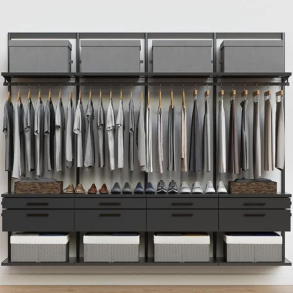 Décor+ by Elfa 8' Closet w/ Solid Drawers Grey & Grey