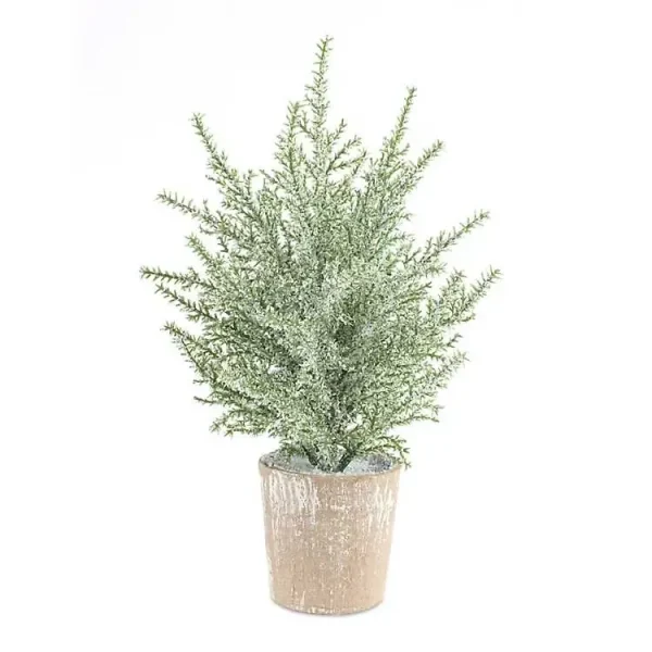 12 in. Potted Icy Pine Trees, Set of 6