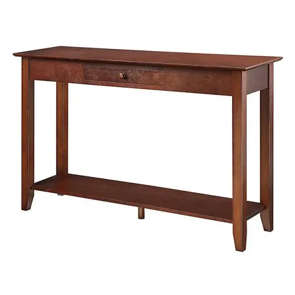 Long Brown Single Drawer Console Table