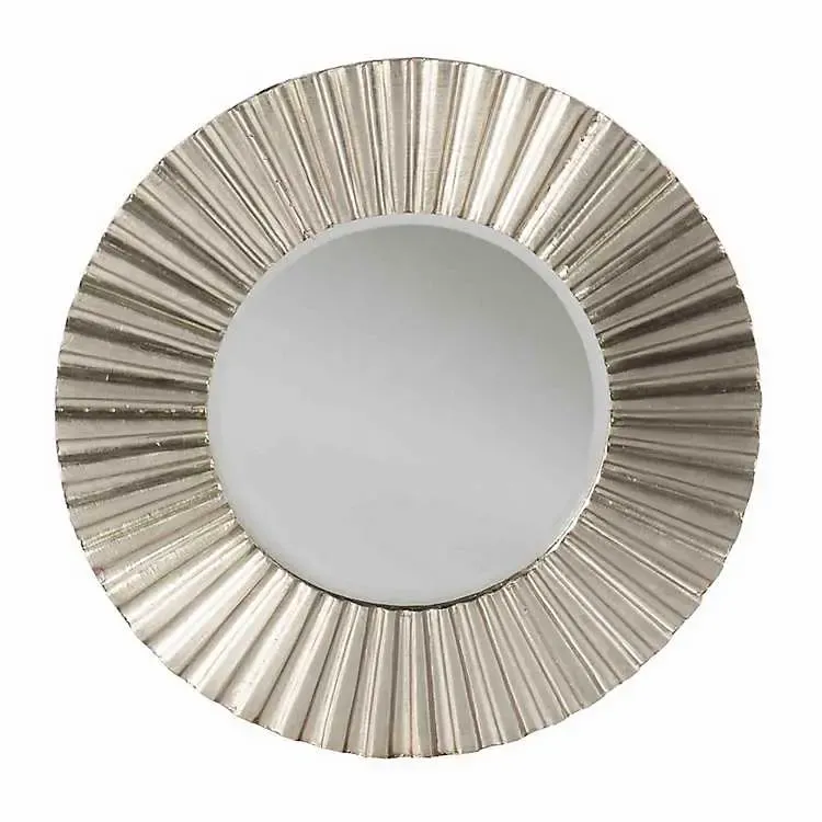 Round Silver May Ribbed Wall Mirror