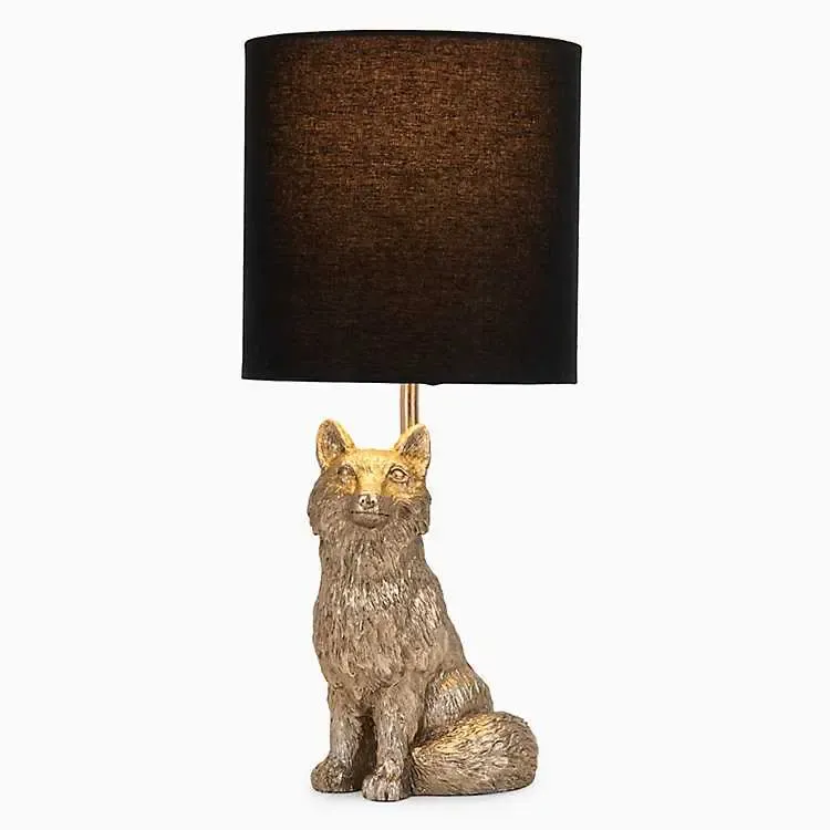Silver Leaf Fox Table Lamp