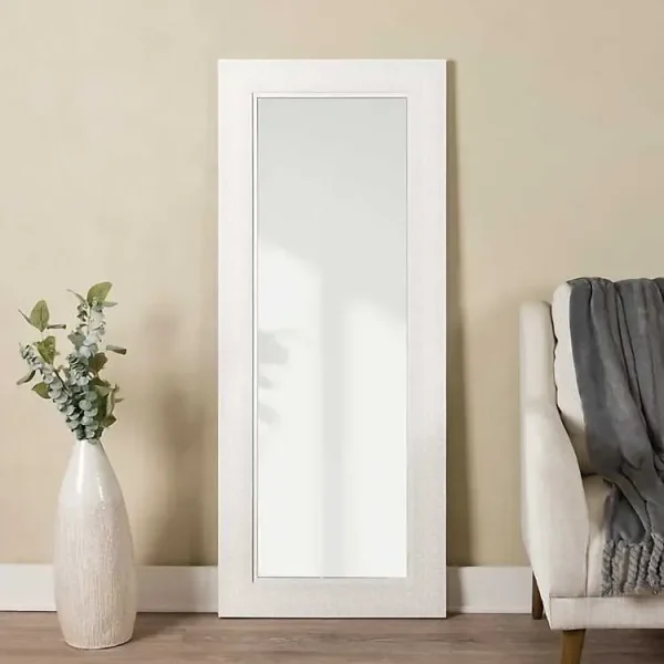 White Weave Frame Leaner Mirror