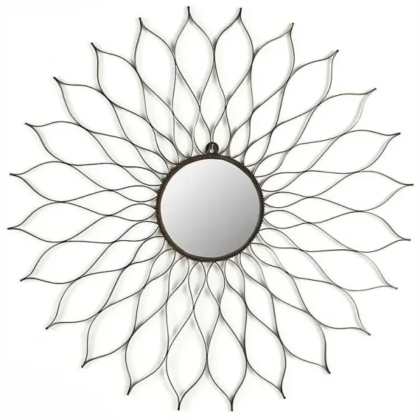 Wrought Iron Flower Petal Wall Mirror