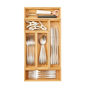 9" x 18" Bamboo Drawer Organizer Starter Kit