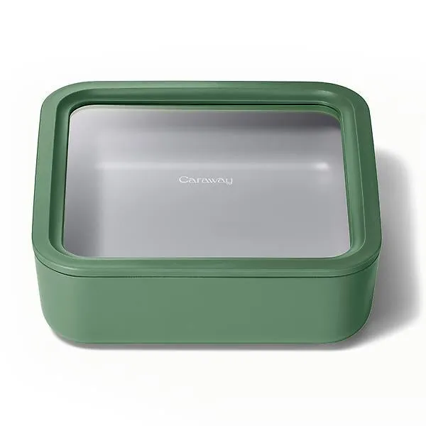 Caraway Home 10 cup Square Glass Food Container Sage