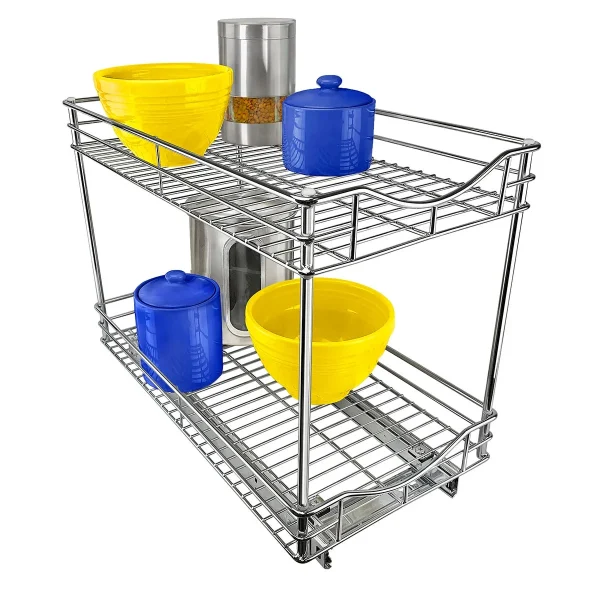 LYNK 11"x21" 2-Tier Roll Out Shelf Chrome