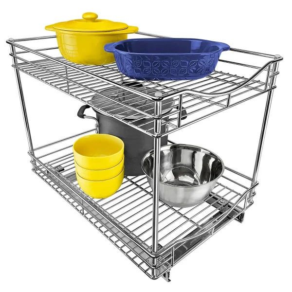 LYNK 14"x21" 2-Tier Roll Out Shelf Chrome