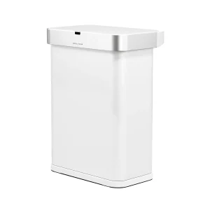 simplehuman 58L Rectangular Sensor Can White Steel