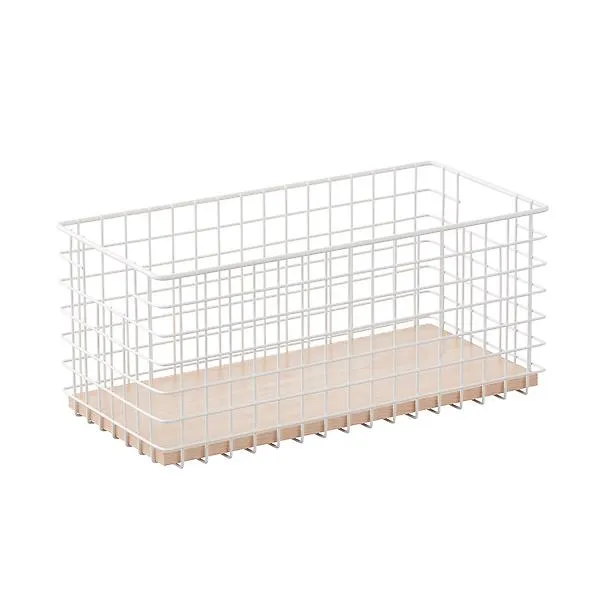 The Container Store Narrow Maddox Wire Grid Bin White