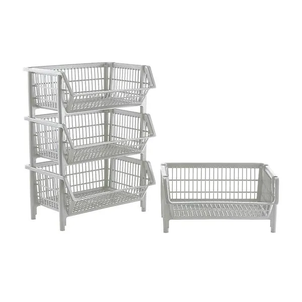 Case of 4 Our Basic Stack Basket Light Grey