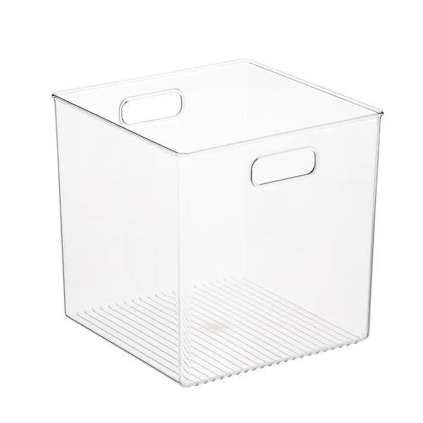iDesign Small Linus Cube Bin w/ Handles Clear